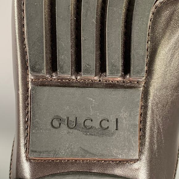 GUCCI Size 9.5 Tan Brown Monogram Leather Drivers Loafers main image 11